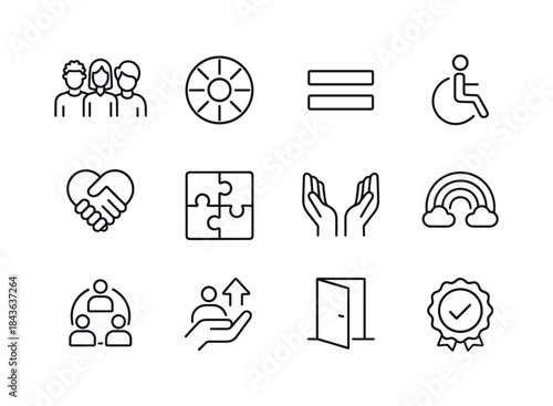 Diversity Icon Set. Diversity and inclusion. Line icon set of Di