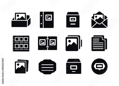 Classic Photo Storage Icons. Classic photo storage. Solid icon s