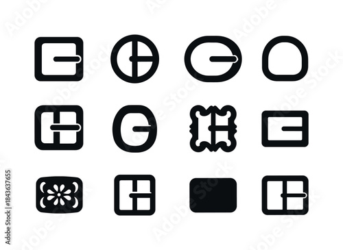 Belt Buckles Icons. Belt Buckles. Solid icon set of Belt Buckles