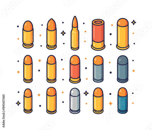Colorful Cartridge Icons. Cartridges. Colorful isometric vector
