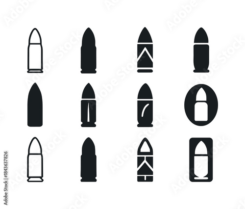 Bullet Logo Variations. Bullet. Icon set. Set Logo of Bullet: bu