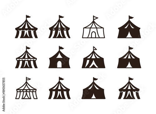 Circus Logo Set. Circus tent. Icon set. Set Logo of circus tent: