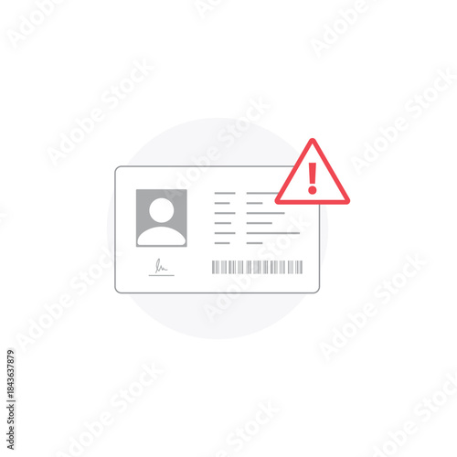 Identification Card with Warning Sign Vector Illustration. Identity Verification Error Issue Concept Design