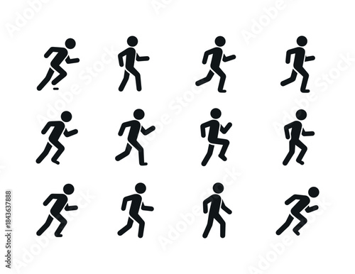 Running Posture Icons. Running postures. Solid icon set of Runni