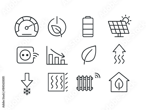 Energy Efficiency Icons. Energy efficiency. Line icon set of Ene