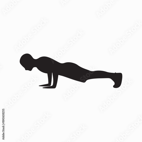 Silhouette of athlete performing push-up exercise vector illustration.