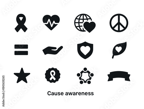 Cause Awareness Icons. Cause awareness. Solid icon set of Cause