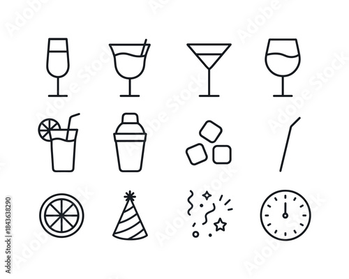 New Year's Icon Set. New Year