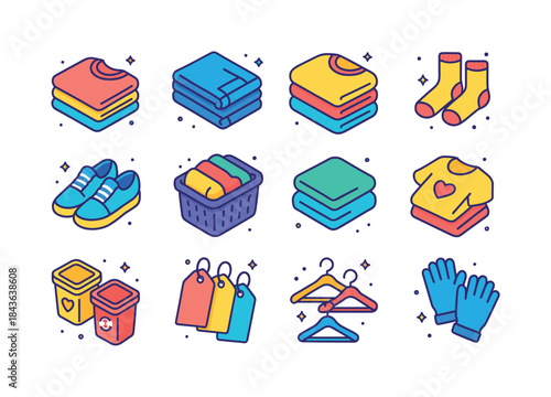 Colorful Clothing Organization. Sorting Clothes. Colorful isomet