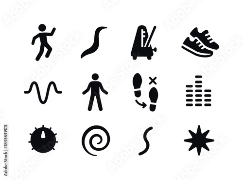 Rhythmic Movement Icons. Rhythmic movement. Solid icon set of rh