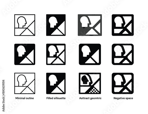 Iconic Logo Variations. Mixed media. Icon set. Set Logo of mixed