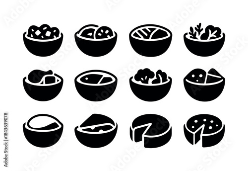 Cheese Pita Icon Set. Cheese-filled pitas. Solid icon set of che