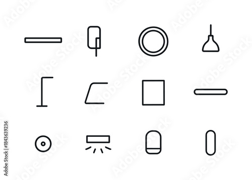 Minimalist Lighting Icons. Minimalist Lighting. Line icon set of