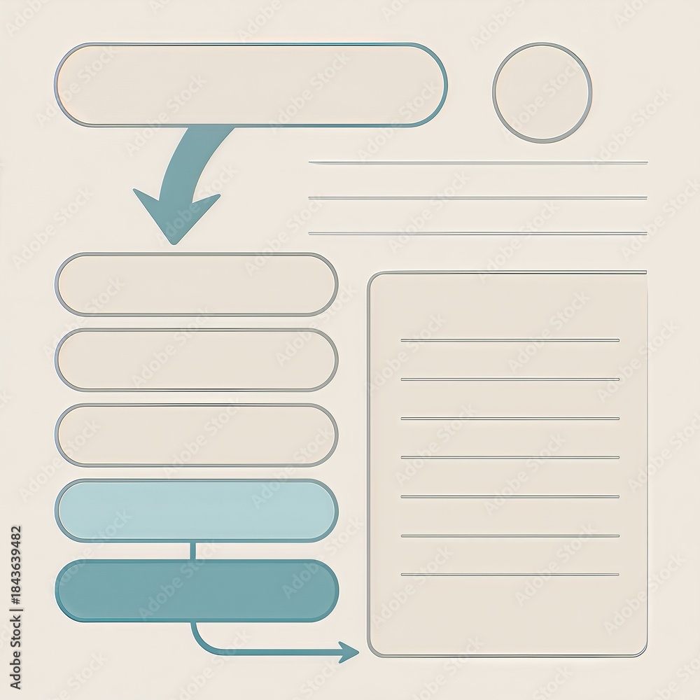 Obraz premium Innovative Flowchart Template for Efficient Process Mapping with Clean Lines, Minimalist Design and User Friendly Layout Enhancing Visual Communication and Workflow Optimization