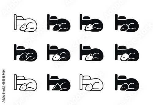 Sleepy Ferret Logos. A sleepy pet curled up next to their owner