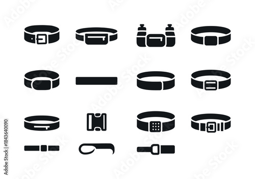 Sports Belts Icons. Sports Belts. Solid icon set of Sports Belts