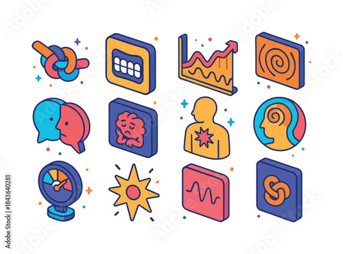 Inner Tension Icons. Inner Tension. Colorful isometric vector ic