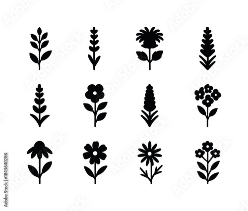 Pollinator Plant Icons. pollinator-friendly plants. Solid icon s