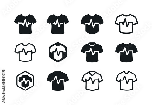 Smart Textile Logos Collection. Smart textiles for athletes. Ico