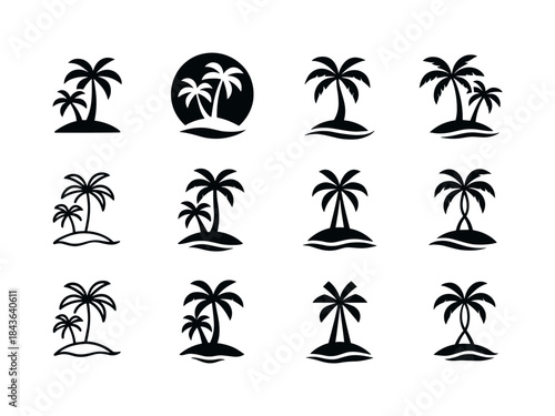 Tropical Island Logos. tropical island. Icon set. Set Logo of tr