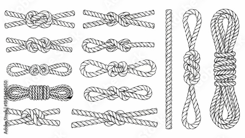 Collection of Various Knots: Essential Techniques for Outdoor Activities.
