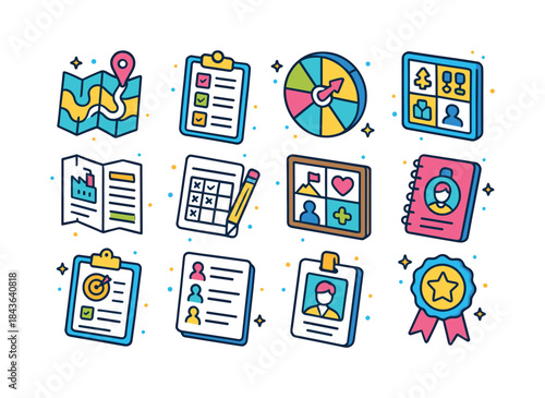 Career Exploration Icons. Career exploration. Colorful isometric