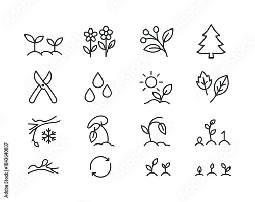 Garden Seasons Icons. Garden Seasons. Line icon set of Garden Se