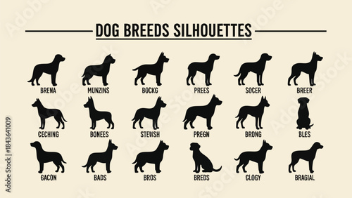 Diverse Dog Breeds Silhouettes Collection - Iconic Canine Shapes.