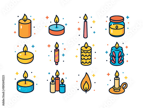 Isometric Candle Icons. Candles. Colorful isometric vector icons