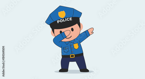 Cute cartoon police officer dabbing, vector illustration for character design with flat design for