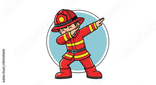 Cartoon Firefighter Dabbing: A modern twist on a classic profession illustration art