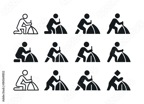 Tent Logo Variations. Setting up a tent. Icon set. Set Logo of s