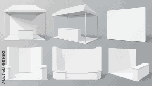 Versatile White Exhibition Booth Designs for Trade Shows and Events.