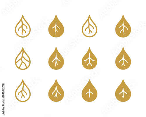 Liquid Gold Logos. liquid gold. Icon set. Set Logo of liquid gol