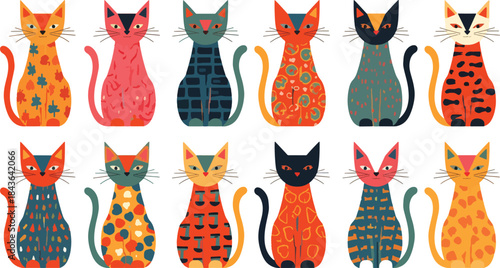 vector illustration of a set of dog