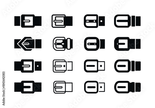 Diverse Belt Logos. Belts. Icon set. Set Logo of belts: minimal
