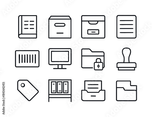 Record Keeping Icons. Record keeping. Line icon set of record ke