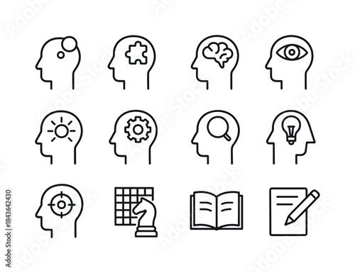 Cognitive Skills Icons. Cognitive Skills. Line icon set of Cogni