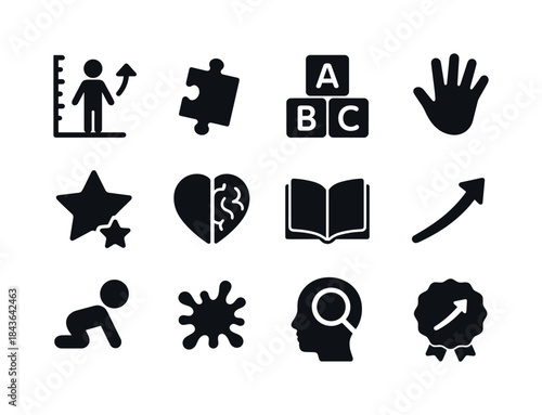 Child Development Icons. Child development icons. Solid icon set