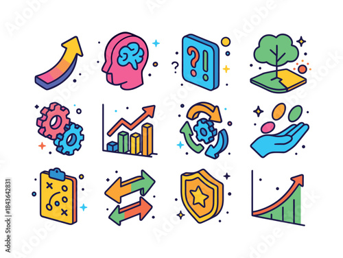 Human Adaptability Icons. Human adaptability. Colorful isometric