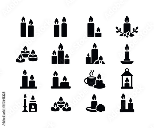 Candle Arrangement Icons. candle arrangements. Solid icon set of