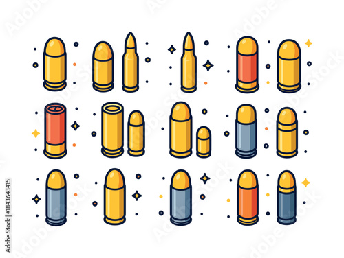 Colorful Cartridge Icons. Cartridges. Colorful isometric vector