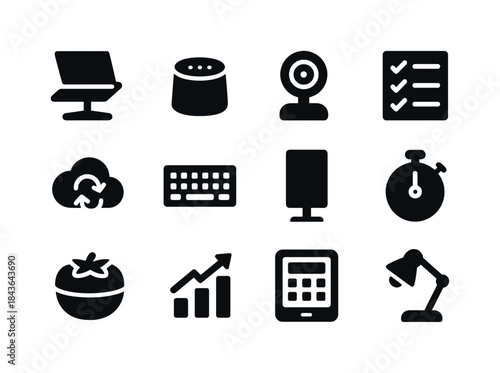 Modern Productivity Icons. Modern productivity setup. Solid icon