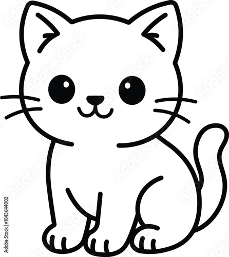 Cute Kitten Coloring Page Line Art