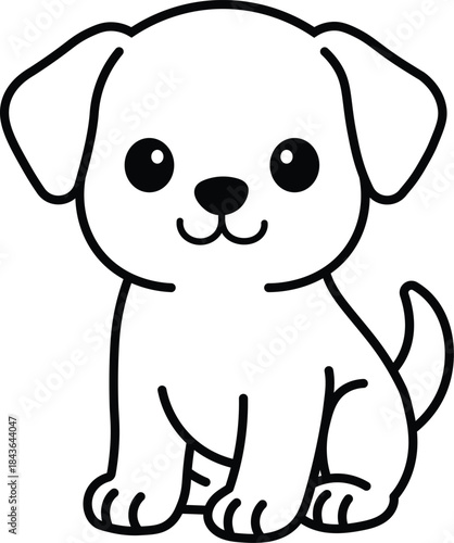 Cute Puppy Coloring Page Line Art