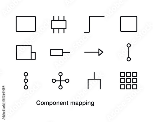 Component Mapping Icons. Component mapping. Line icon set of Com