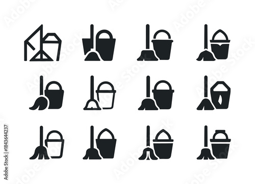 Home Cleaning Icons. Home cleaning hacks. Icon set. Set Logo of