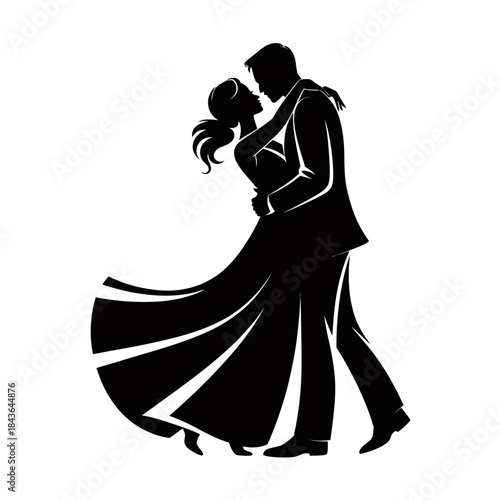 two figures are intertwined in a graceful dance