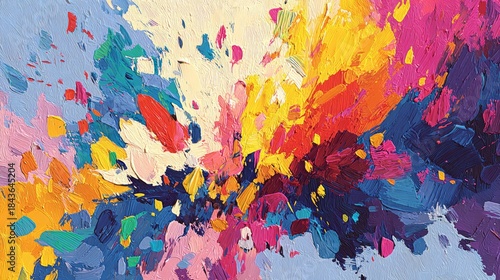 Contemporary abstract art explosion modern canvas creation vibrant colorful environment artistic expression
