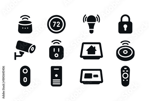 Smart Home Icons. Smart home devices. Solid icon set of Smart ho